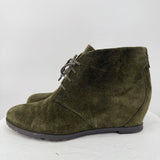 women Franco Sarto Suede Wedge Booties Green Shoes 7.5
