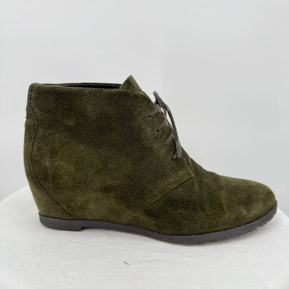 women Franco Sarto Suede Wedge Booties Green Shoes 7.5