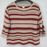 women Norm Thompson Half Sleeve Linen Cotton Striped Cream Red Sweater L