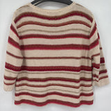 women Norm Thompson Half Sleeve Linen Cotton Striped Cream Red Sweater L