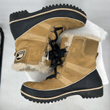 women Sorel Tivoli II Lace Up Booties Tan Black Shoes 10