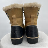 women Sorel Tivoli II Lace Up Booties Tan Black Shoes 10