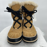 women Sorel Tivoli II Lace Up Booties Tan Black Shoes 10