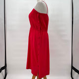 women Chee Chee Vintage Silk Button Side Red Dress M