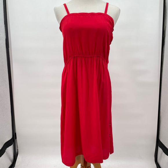 women Chee Chee Vintage Silk Button Side Red Dress M