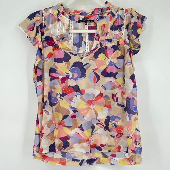 women Caballero - Anthro Petri Blouse Multi Woven Top XS