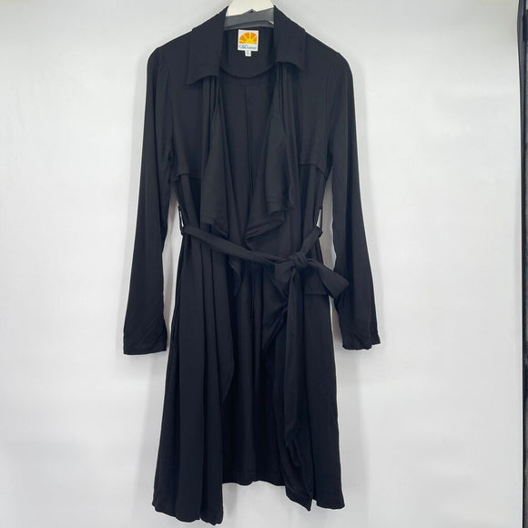 women C&C California Belted Drape Collar Black Jacket S