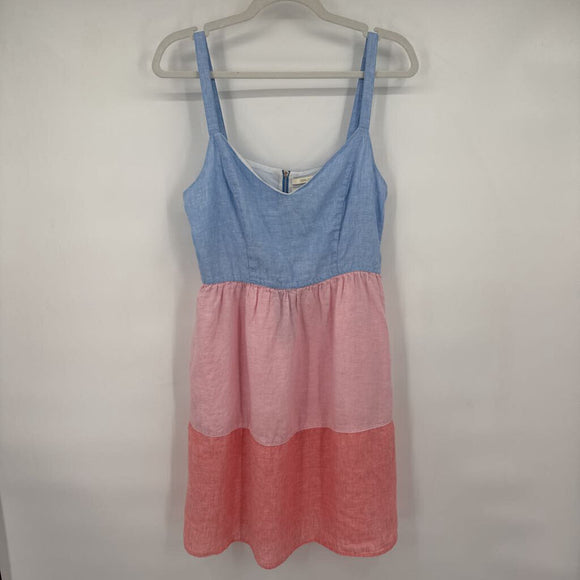 women Cynthia Rowley Colorblock Sundress Blue Pink Coral Dress M