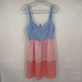women Cynthia Rowley Colorblock Sundress Blue Pink Coral Dress M