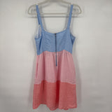 women Cynthia Rowley Colorblock Sundress Blue Pink Coral Dress M