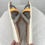 women Vionic Dava Leather Sandals Gray Orange Shoes 10