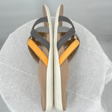 women Vionic Dava Leather Sandals Gray Orange Shoes 10