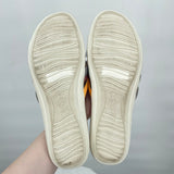 women Vionic Dava Leather Sandals Gray Orange Shoes 10