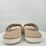 women Vionic Dava Leather Sandals Gray Orange Shoes 10
