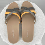 women Vionic Dava Leather Sandals Gray Orange Shoes 10