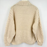 women Norm Thompson Vintage Wool Fisherman Cream Sweater M