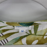 women Sigrid Olsen Linen Blend Botanical Puff Sleeve White Green Woven Top M