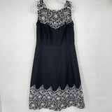 women Talbots Sleeveless Embroidered Black White Dress 6