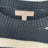 women Lilla P Cotton Blend Striped Black Cream Sweater S