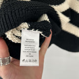 women Lilla P Cotton Blend Striped Black Cream Sweater S