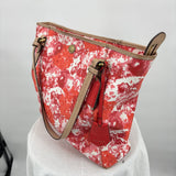 women Coach Peyton Floral Tote Pink Red White Purse