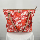 women Coach Peyton Floral Tote Pink Red White Purse