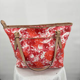 women Coach Peyton Floral Tote Pink Red White Purse