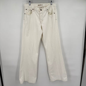 unisex Eddie Bauer Button Fly Boot Cut White Jeans 34x32