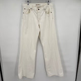 unisex Eddie Bauer Button Fly Boot Cut White Jeans 34x32