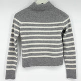 women Vince Striped Cashmere Funnel Neck Gray Sweater XS