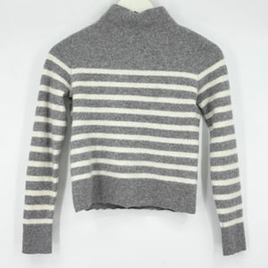 women Vince Striped Cashmere Funnel Neck Gray Sweater XS