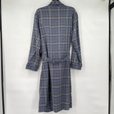 unisex Garnet Hill Plaid Cotton Flannel Robe Blue Intimates/Sleepwear S