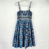 women Taylor Fit and Flair Cotton Patterned Sundress Beige and Blue Dress 6