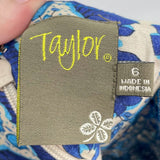 women Taylor Fit and Flair Cotton Patterned Sundress Beige and Blue Dress 6