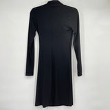 women KamaliKulture Knit Splice Long Sleeve Knee Length Black Dress XS