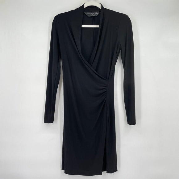 women KamaliKulture Knit Splice Long Sleeve Knee Length Black Dress XS