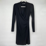 women KamaliKulture Knit Splice Long Sleeve Knee Length Black Dress XS