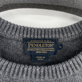men Pendleton Merino Wool Geometric Texture Pullover Gray Sweater L