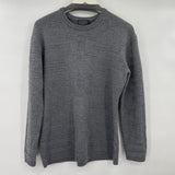 men Pendleton Merino Wool Geometric Texture Pullover Gray Sweater L