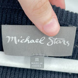 women Michael Stars Striped Cotton/Cashmere Long Sleeve Sweater Dress Navy Blue Dress M