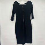 women Boden Ribbed Knit 3/4 Sleeve Pencil Black Dress 6R