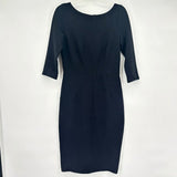 women Boden Ribbed Knit 3/4 Sleeve Pencil Black Dress 6R