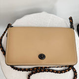 women Coach Dinky Glovetanned Leather Crossbody Tan Beige Purse