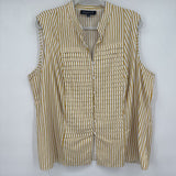 women Jones New York Cotton Striped White Yellow Black Woven Top 3X