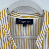 women Jones New York Cotton Striped White Yellow Black Woven Top 3X