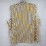 women Jones New York Cotton Striped White Yellow Black Woven Top 3X