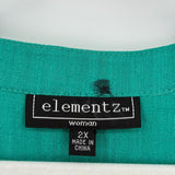 women Elementz NWT Studded Button Front Green Woven Top 2X