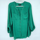 women Elementz NWT Studded Button Front Green Woven Top 2X