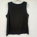 women Nordstrom Cotton Blend Lace Trim Tank Black Knit Top XL