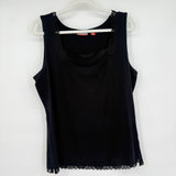 women Nordstrom Cotton Blend Lace Trim Tank Black Knit Top XL